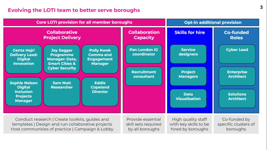 Org chart showing how the LOTI team might expand with the addition of other roles