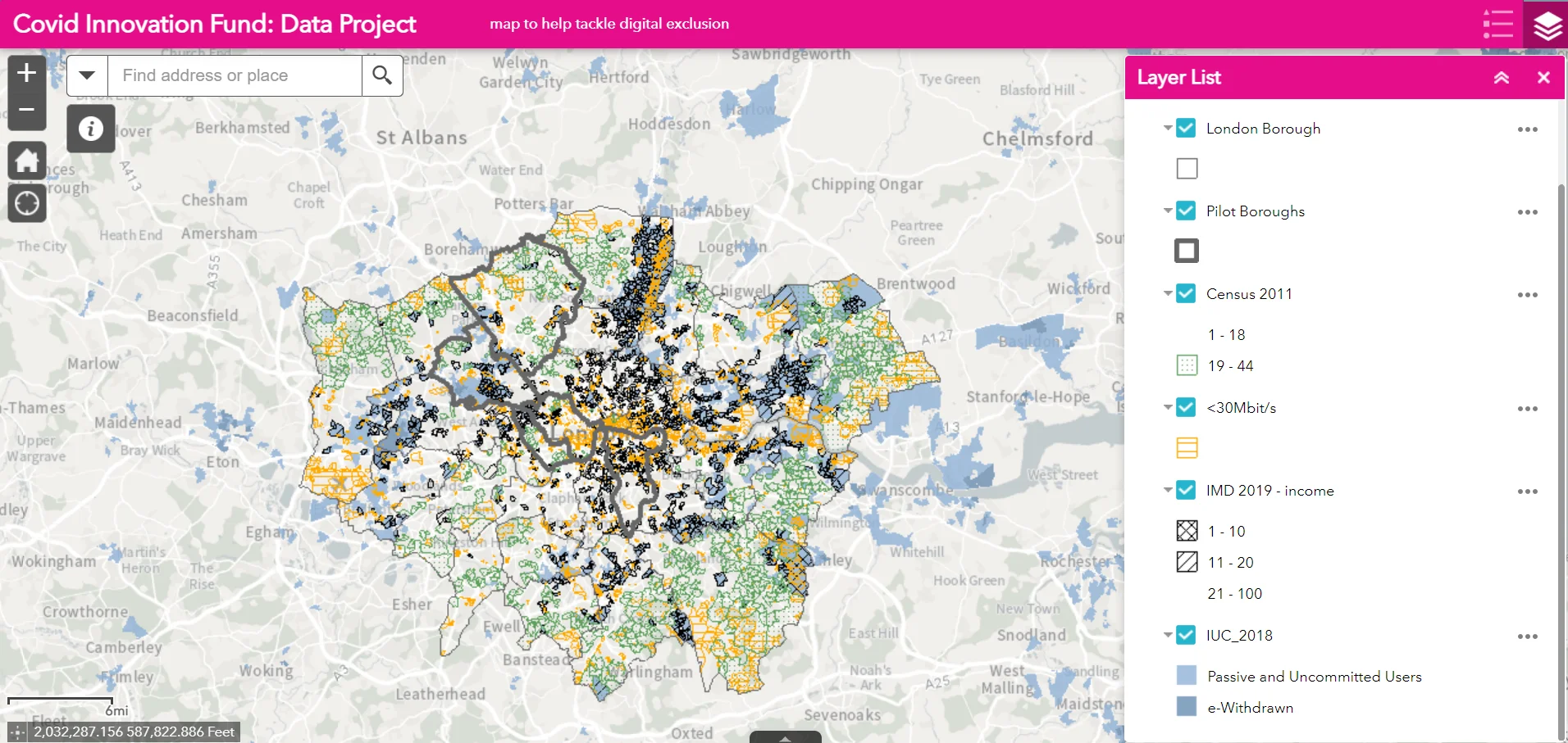 Prototype of digital exclusion map