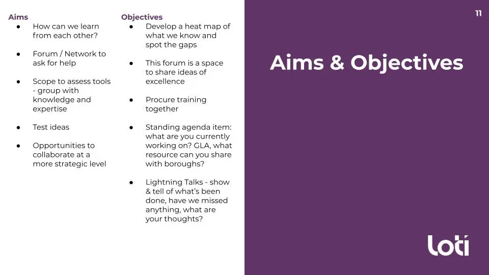 Aims and objectives - LOTI Data Leaders network