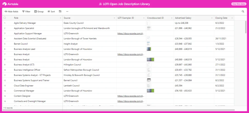 Screenshot Of LOTI Jobs Library