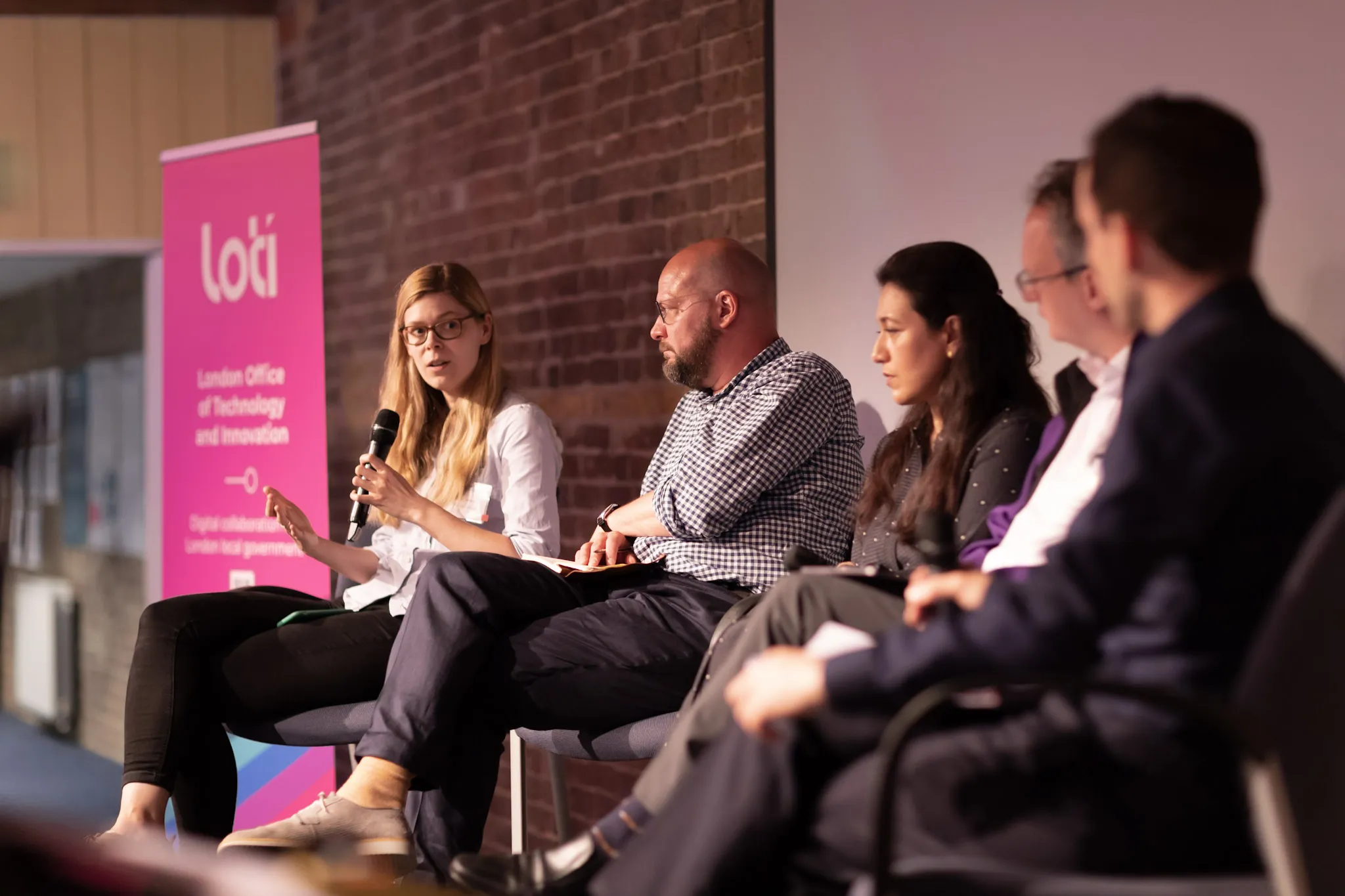 Abi Wood, CEO of Age UK, Tim Stranack, Founder of Community Fibre, and Opama Khan, Croydon’s Head of Digital Services, Access & Reach and Theo Blackwell, Chief Digital Officer for London on the panel.