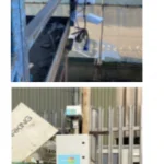 Two images of sensor boxes installed on telephone posts